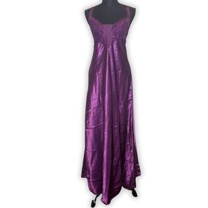Victoria's Secret Gold‎ Label Vintage Silky & Lace Purple Maxi Slip Dress Size L